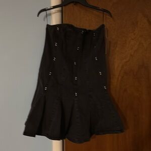 Black strapless denim dress